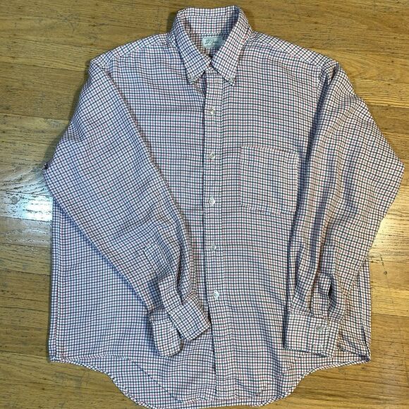 LL Bean Vintage 60s Cursive Script Long Sleeve Button Down Work Shirt Large - Picture 1 of 13